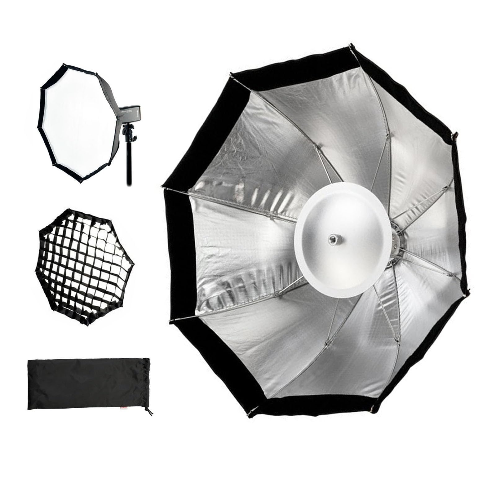GODOX AD-S7 Folding 48cm 19" Multipurpose Softbox with Beauty Dish, Honeycomb Grid, Compatible with Godox AD200 Pro II, AD200Pro, AD200, AD180 and AD360 Outdoor Flashes