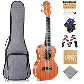 Ranch 26 Inch Tenor Ukulele, Sapele Acoustic Musical Instrument Starter Kit | 26-inch Tenor size with arched back design for fuller resonance; includes tuner, strap, gig bag, and 12-step online lessons