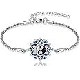 ONEFINITY Moonstone Lotus Bracelet 925 Sterling Silver Abalone Shell Lotus Flower Bracelets Yoga Jewelry Gifts for Women Mom