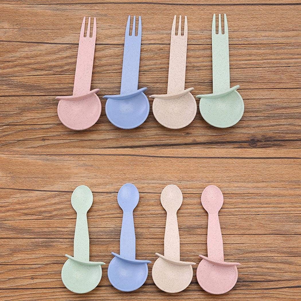 evelove Kids Cute Bowl Cover Spoon Fork Set Tableware Children Training Utensil Utensils
