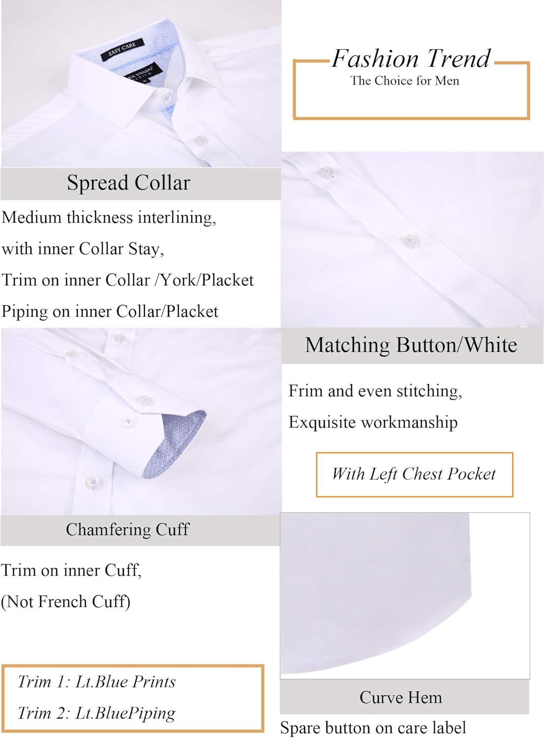 Alex Vando Mens Dress Shirts Wrinkle Free Regular Fit Stretch Bamboo Men Shirt at  Men’s Clothing store