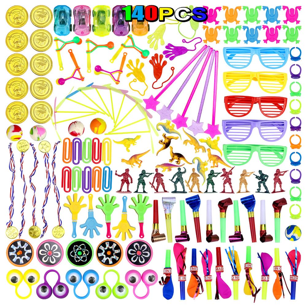 140pcs Party Bag Fillers for Kids,Birthday Party Favours Toys Assortment Toys Classroom Prizes Rewards,Treats Bags Pinata Fillers Prize, Party Favour Toy Assortment Gifts for Halloween Christmas