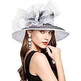 YIDINGCO 2026 Derby Hats for Women Ladies, Classy Organza Sun Hat, Church Tea Party Wedding Kentucky Fascinator Hat