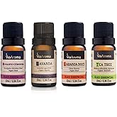 Kit 4 Óleo Essencial - Eucalipto, Lavanda, Laranja e Tea Tree/Melaleuca - Via Aroma