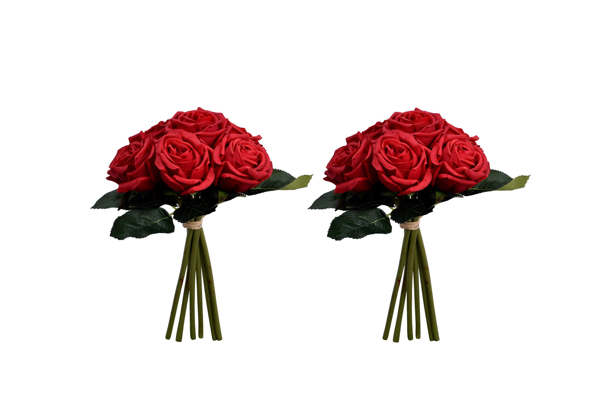 YATAI 12-Head Artificial Red Rose Flowers Bunch, Lifelike & Long-Lasting Silk Roses for Home Decor, Durable, Eco-Friendly, No Maintenance Fake Flower Bouquet, Ideal for Weddings, Office Decor