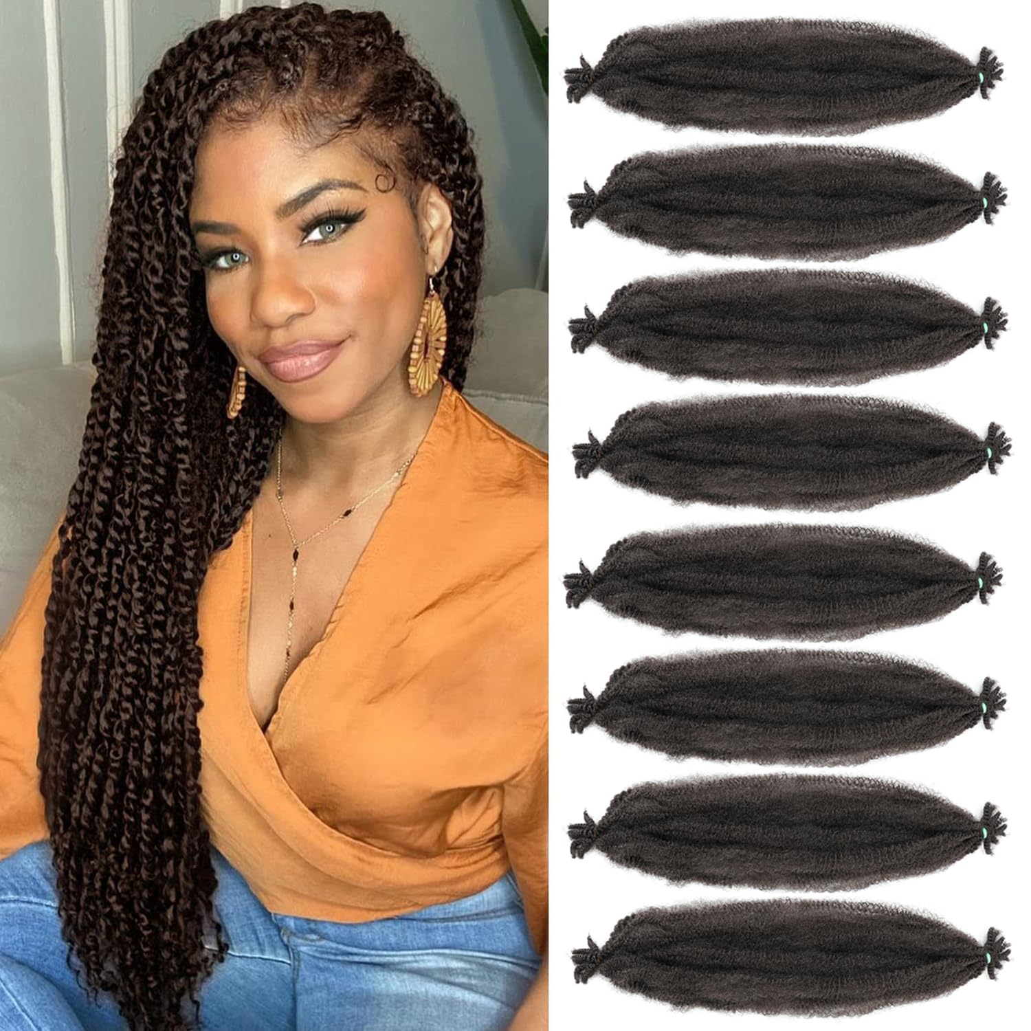 ZIYANGBABA Springy Afro Twist Hair Pre Fluffed Marley Twist Braiding Hair Spring Wrapping for Soft Locs Extensions 24 inch(Pack of 8) — image 1