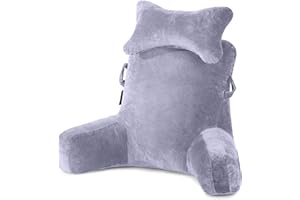 SLIGUY Reading Pillow-Bed Rest Pillow with Detachable Neck Roll & Higher Support Arm for Sitting in Bed Couch or Floor-Backrest Reading Pillow Adult Back Pillow for Reading/Watching TV/Gaming/Relaxing