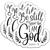 (3pcs) Be Still and Know That I Am God Sticker – Psalm 46:10 Bible Verse Christian Faith Decal, Inspirational Waterproof Vinyl Sticker for Laptop, Tumbler, Water Bottle, Book, Phone – 3" x 2.9"