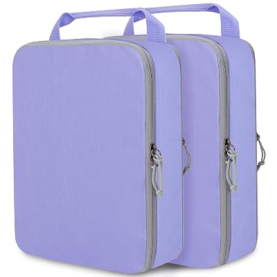 Extra Large Compression Packing Cubes for Travel Essentials, 2 Set Expandable Travel Cubes for Packing Compression Bags Luggage Suitcase Organizer, Purple