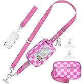 Tiostep Clip and Go Strap for Phone with Wallet Crossbody Phone Lanyard and Detachable Checkered Bag with ID Window and RFID Pouch for Daily Travel.