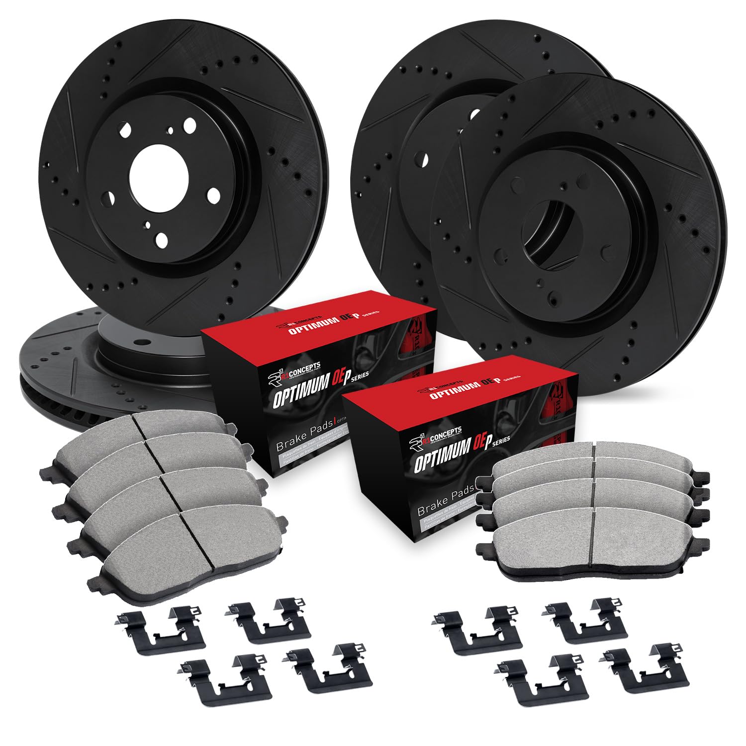 Photo 1 of R1 Concepts Front Rear Brakes and Rotors Kit |Front Rear Brake Pads| Brake Rotors and Pads| Optimum OEp Brake Pads and Rotors |Hardware Kit|fits 2005-2007 Cadillac XLR, 2005-2009 Chevrolet Corvette