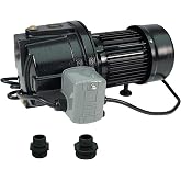 HoldwellS 115V Shallow Well Jet Pump with Automatic Pressure Switch, 1320 GPH Heavy Duty Cast Iron Water Booster Pump for Home Irrigation, Max Head 164ft, Suction 26ft, 1HP, includes Hose Adapters