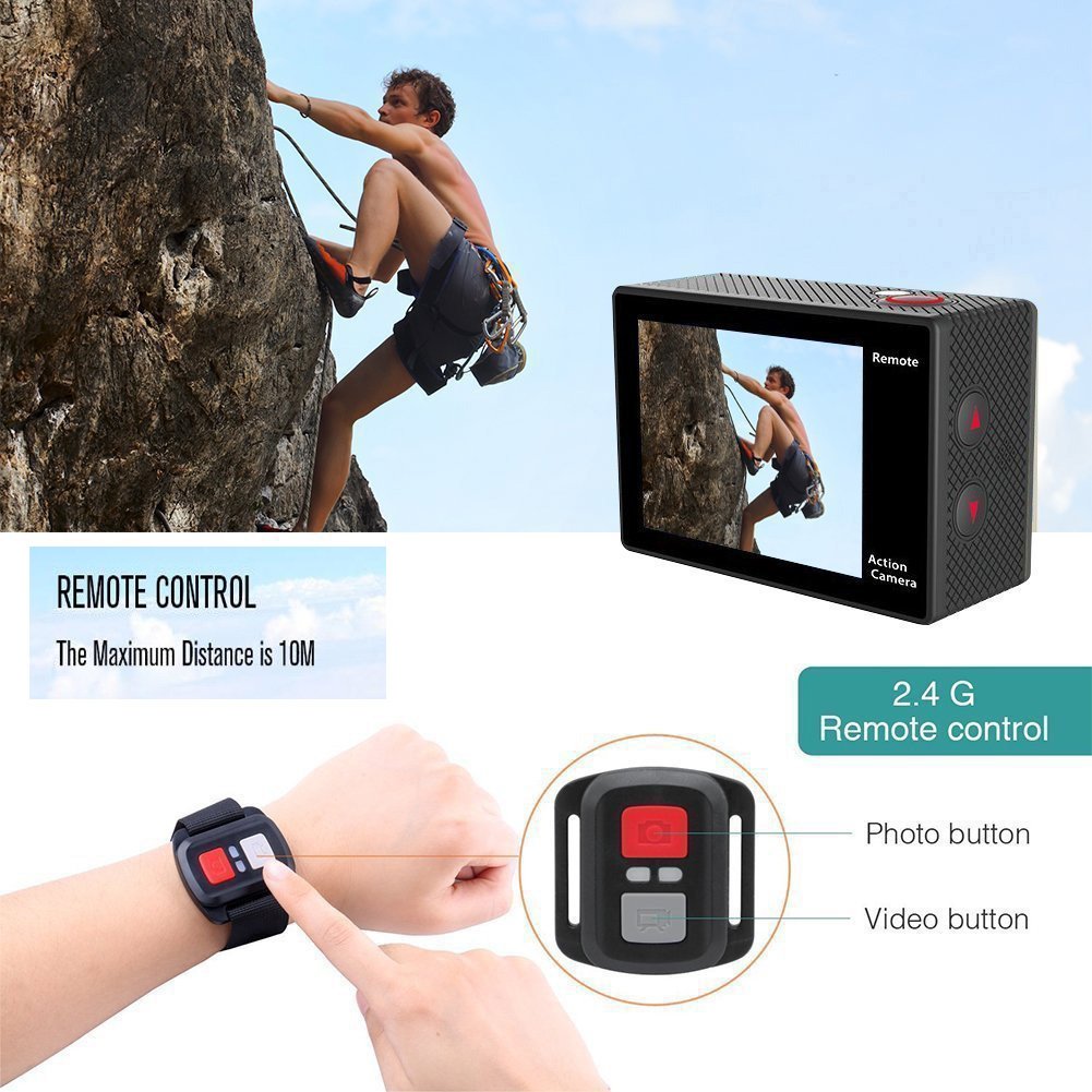 Dveetech 4k Action Camera WiFi Waterproof 30M Sport Camera 16Mp Ultra hd 1080p Underwater DV Camcorder Action Cam with Remote 2 Batteries Bike Helmet Mounting Accessories Kit for Cycling Snorkeling