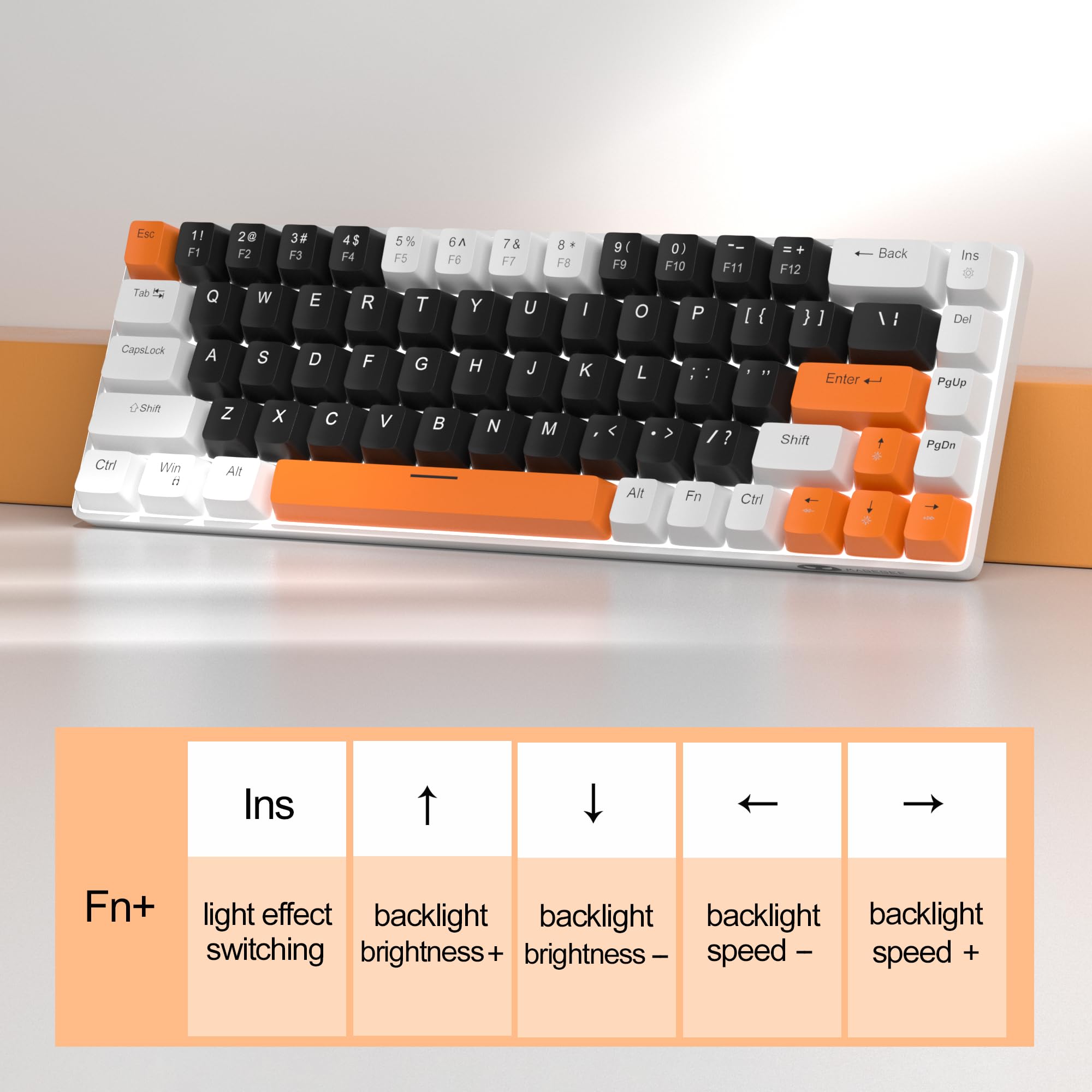 MageGee Portable 60% Mechanical Gaming Keyboard, MK-Box LED Backlit Compact 68 Keys Mini Wired Office Keyboard with Blue Switch for Windows Laptop PC Mac - Black/White