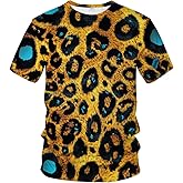 WHNBCW Novelty Short Sleeve Crewneck Shirt Funny Fashion Leopard Print T-Shirt