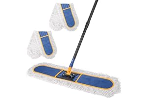 KeFanta 36" Commercial Dust Mops for Floor Cleaning,Industrial Dry Wet Mop with Heavy Duty Long Handle,2 Large Cotton Washable Mop Pads,for Hardwood,Tile,Concrete,Laminate,Garage Floors(Blue)