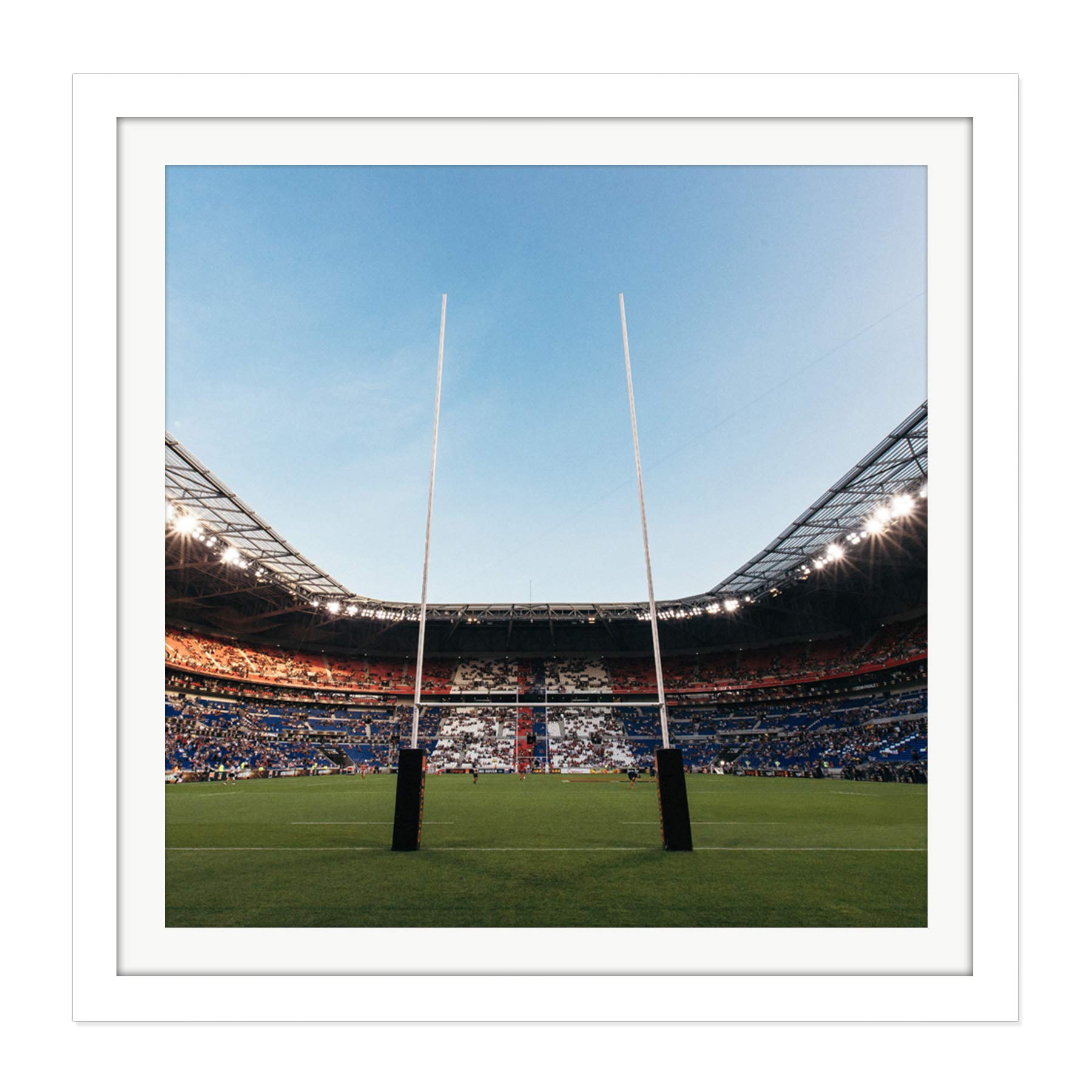 Artery8 Serer Rugby Goal Posts World Cup Stadium Sport Photo Square Wooden Framed Wall Art Print Picture 16X16 Inch
