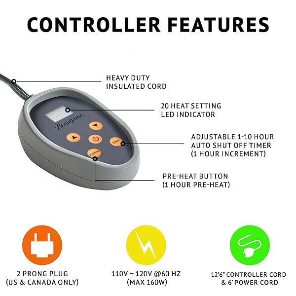 BEAUTYREST HEATED PLUSH ELECT ELECTRIC BLANKET WITH 20 HEAT LEVEL SETTING CONTROLLERS EQUIP WITH SECURE COMFORT TECHNOLOGY AND 10 HOURS AUTO SHUT OFF, TWIN: 62X84, MINK,BR54-0517