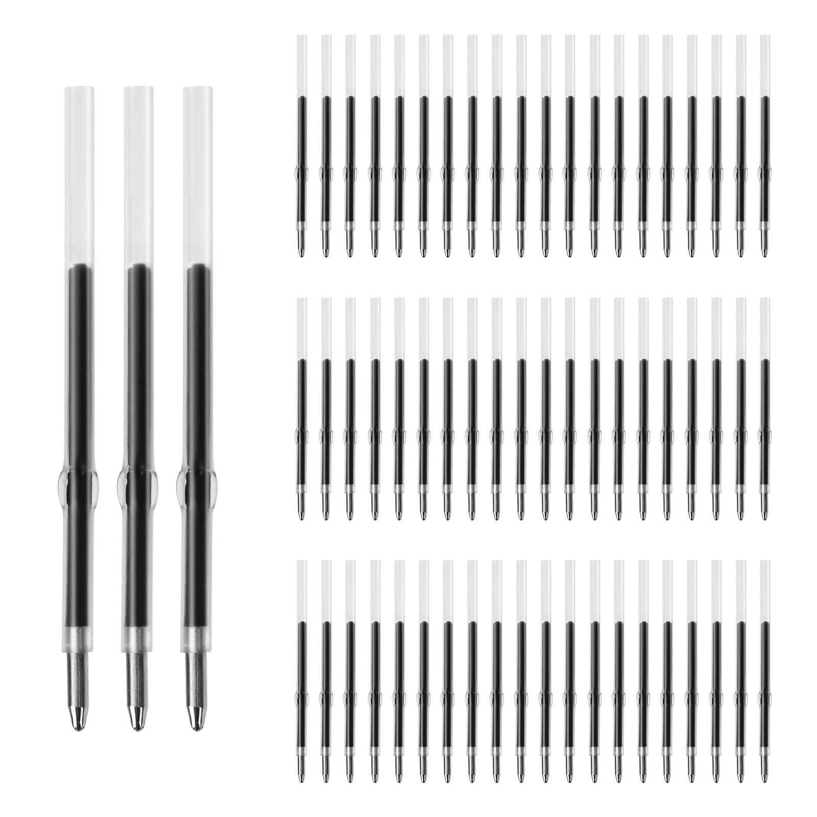 100Pcs Beadable Pens Refills - 1.0mm Black Ballpoint Retractable Pens for School, Office, Home
