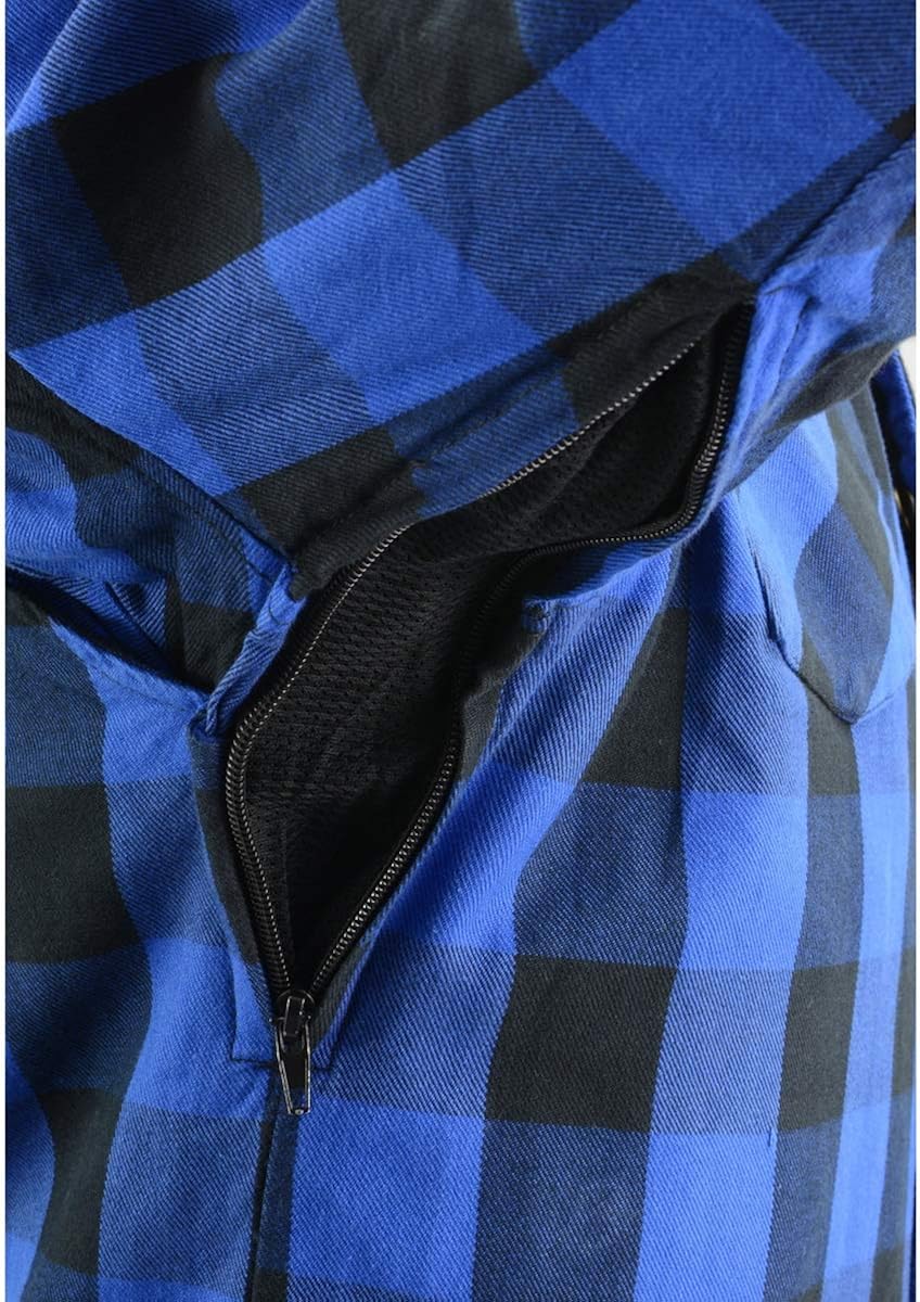 Milwaukee Leather MPM1634 Men’s Armored Checkered Flannel Biker Shirt with Aramid by DuPont Fibers: Automotive