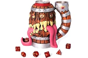LUAZURI Dice Tower Mug, Dice Rolling Tower, Comes with 7 PCS Dice Set, Suitable for DND Dungeons and Dragons, Tabletop Games, Available As Drink Holder, D&D Gifts, DND Accessories (Original Wood)