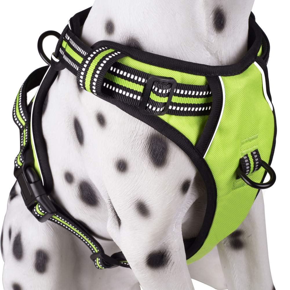 Photo 1 of PoyPet No Pull Dog Harness, Reflective Comfortable Vest Harness with Front & Back 2 Leash Attachments and Easy Control Handle Adjustable Soft Padded Pet Vest for Small to Large Dogs (Green,XL)