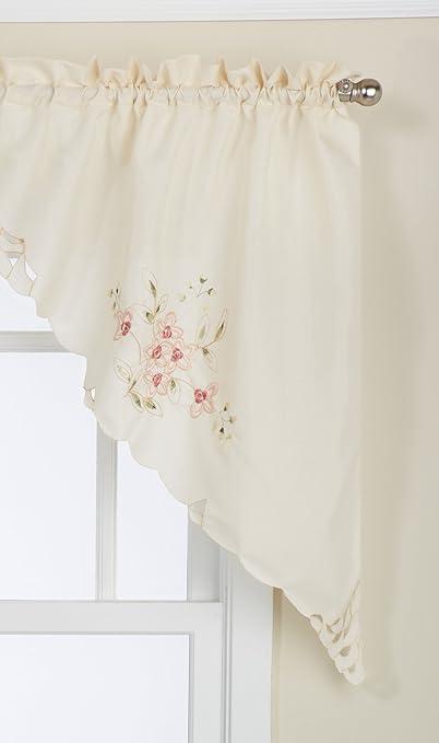 Lorraine Home Fashions Garden Gate Tailored Swag Pair, 60 by 36-inch, Linen