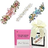 Flower Hair Clips Gift Set for Women - 3Pcs Vintage Rhinestone Barrettes for Thin & Thick Hair, Bridesmaid Hair Accessories, Teen Girl Birthday Gifts