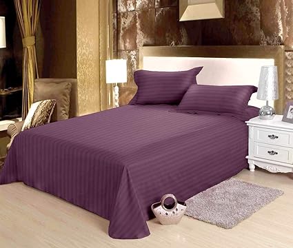 Bianca Mercerized Cotton Double Bedsheet with Pillow Covers, King Size (Plum)