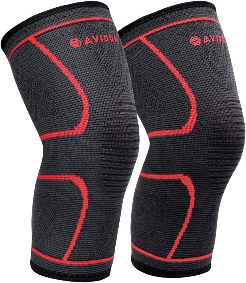 AVIDDA Knee Support Brace 2 Pack Compression Knee Sleeves for Arthritis