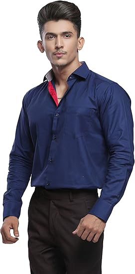 mens navy blue slim fit shirt