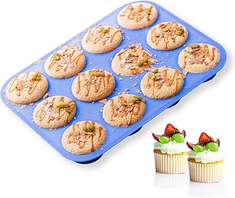 Amazon シリコンマフィンパン12カップ ノンスティックカップケーキベーキングパン Bpaフリー エッグトレイシリコンモールド 食品グレードのマフィンティン マフィン カップケーキ型 オンライン通販