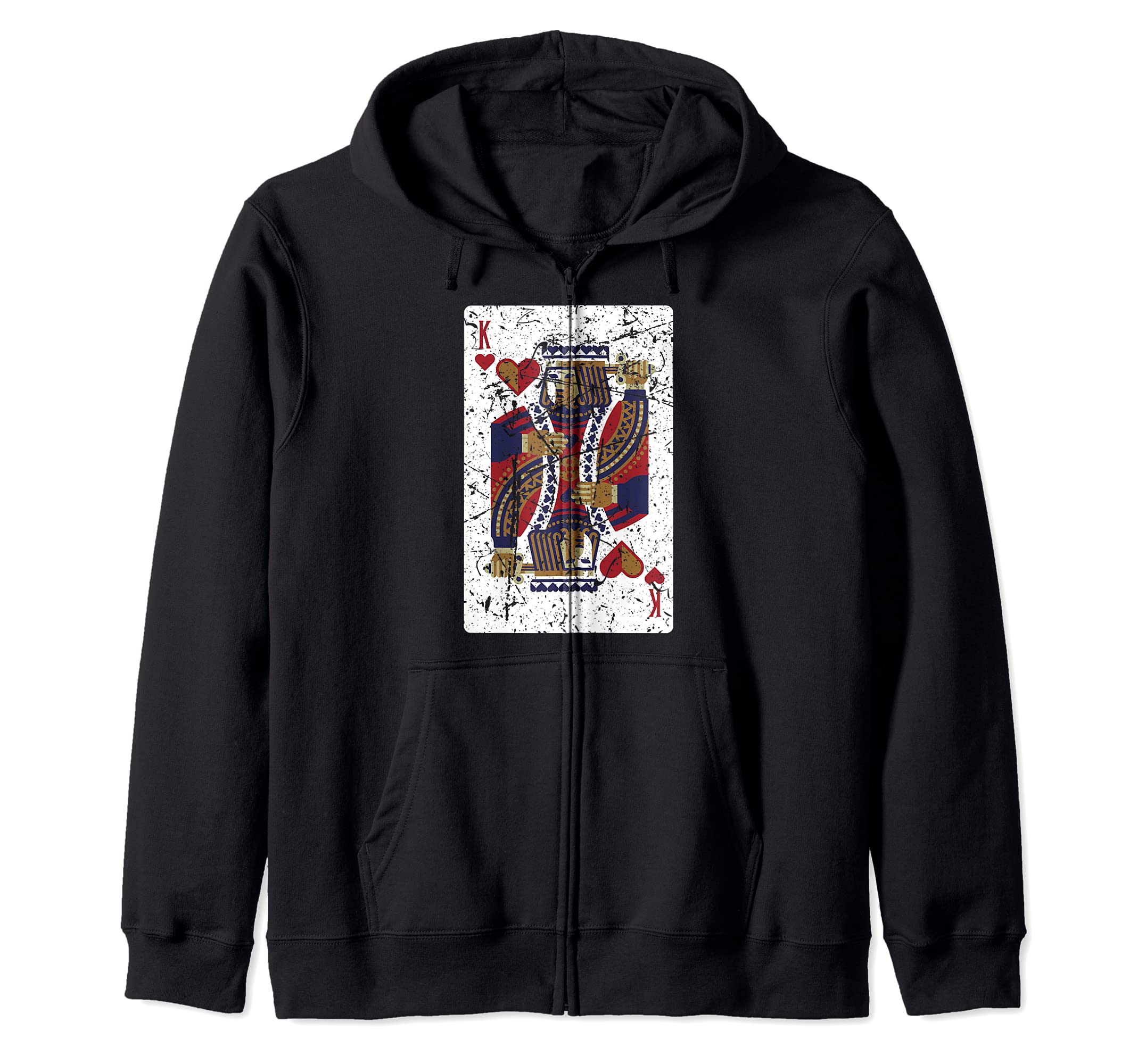 Funny King Of Hearts Card Design Poker Player Zip Hoodie