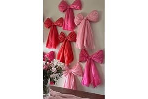 ORIENTAL CHERRY Valentines Day Decorations - Set of 6 DIY Giant Wall Bows - Hanging Valentine Bow Decor for Tree Door Window - Cute Items for Home Room Kitchen Classroom Bedroom Party Office Decoration