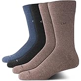 Calvin Klein Mens Dress Socks - 4 Pack Breathable Cotton Blend Cushioned Crew Socks for Work, Business and Formal Wear