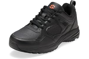 HISEA Slip Resistant Shoes for Men, Lightweight Breathable Non Slip Work Shoes, Water and Oil Resistant, Casual Lace Up Work Sneakers for Chef Kitchen Restaurant