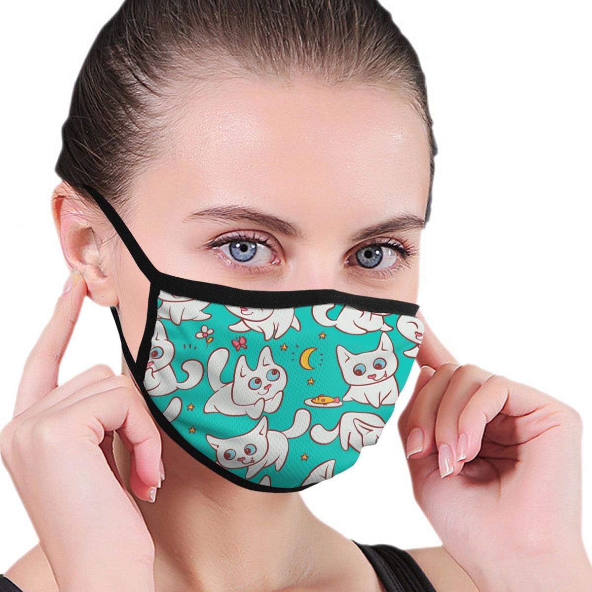 Cotton Mask Anti-dust Mouth Mask Small White Cats Different Cycling Camping Half Face Mouth Masks for Boys Girls Men Women