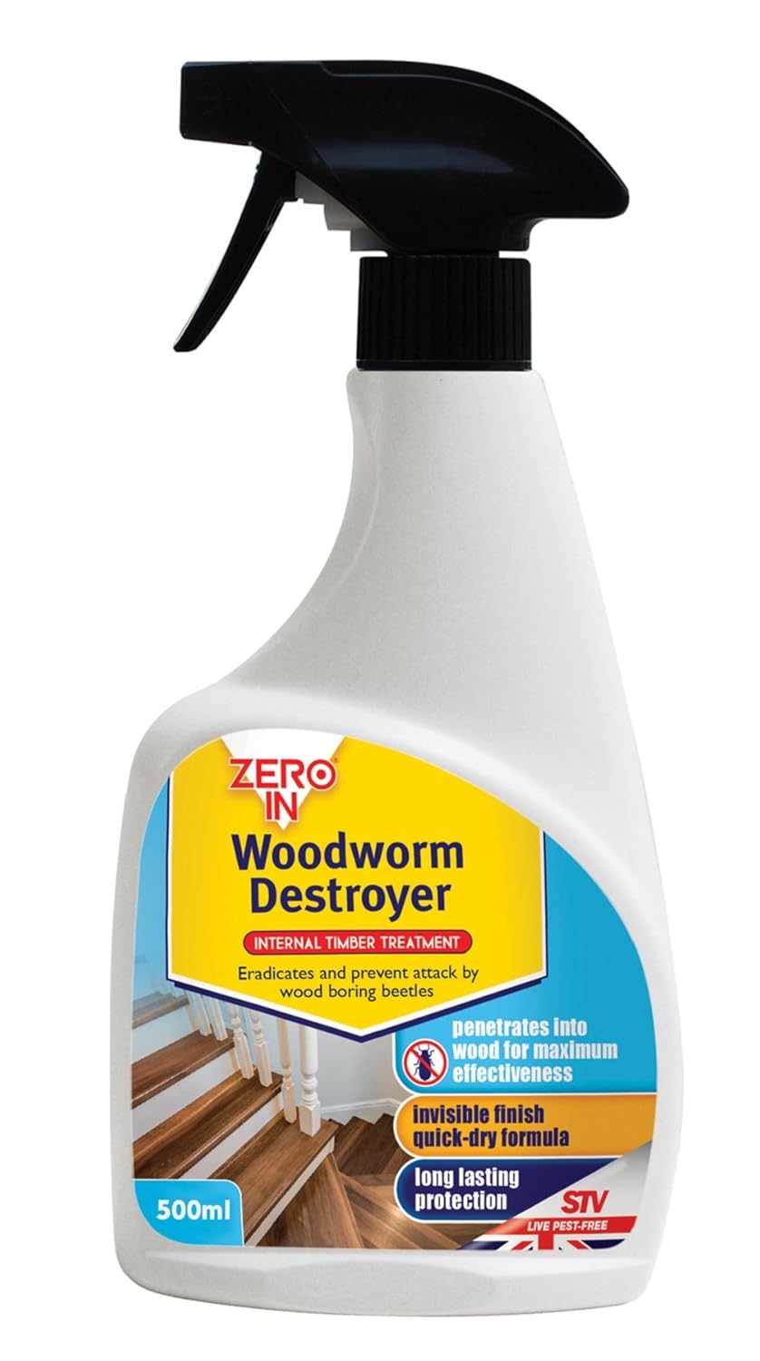 Zero In 500 ml Woodworm Destroyer Spray (Treatment and Killer, Protects Internal Timber, Joinery
