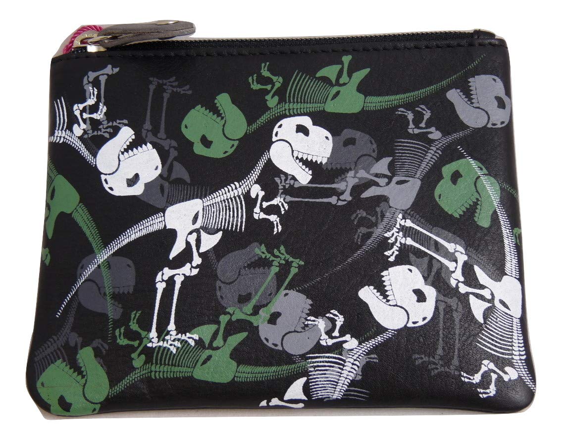 Mala Leather Dinosaur Print Leather Coin & Card Purse with Keyring – Premium Soft Leather – 12 x 10 cm