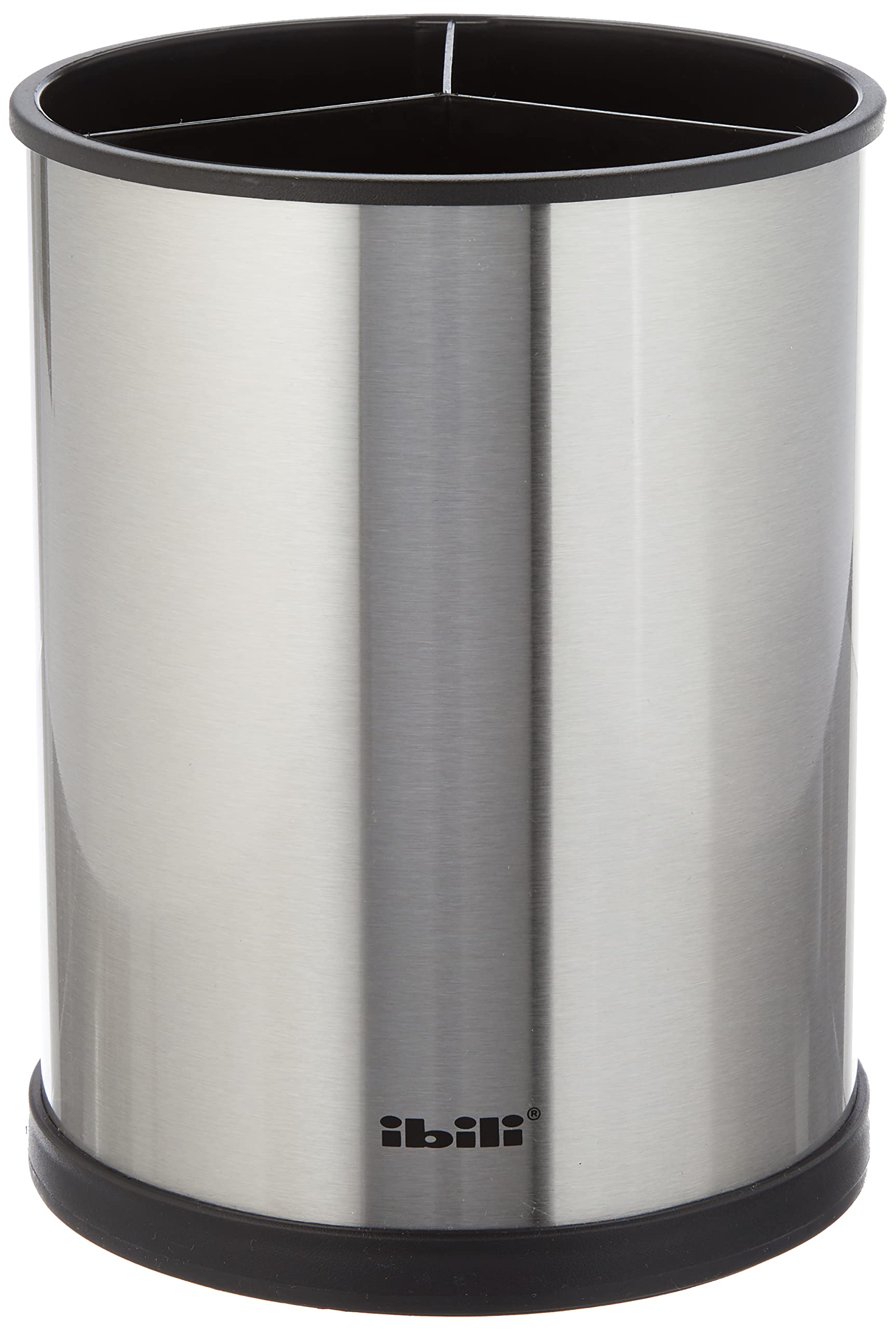 Ibili "Prisma Stainless Steel/Plastic Rotating Utensil Holder, Silver/Black, 14 x 18 cm