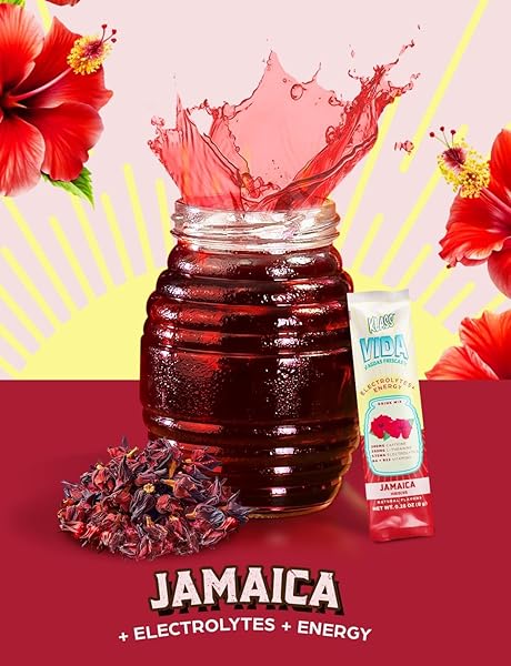 KLASS VIDA HYDRATION + ENERGY ELECTROLYTE DRINK MIX – HIBISCUS AGUA FRESCA FLAVOR | SUGAR-FREE POWDER WITH CAFFEINE, L-THEANINE, COCONUT WATER & MINERALS | 15 SINGLE-SERVE STICK PACKS, LOW CALORIE