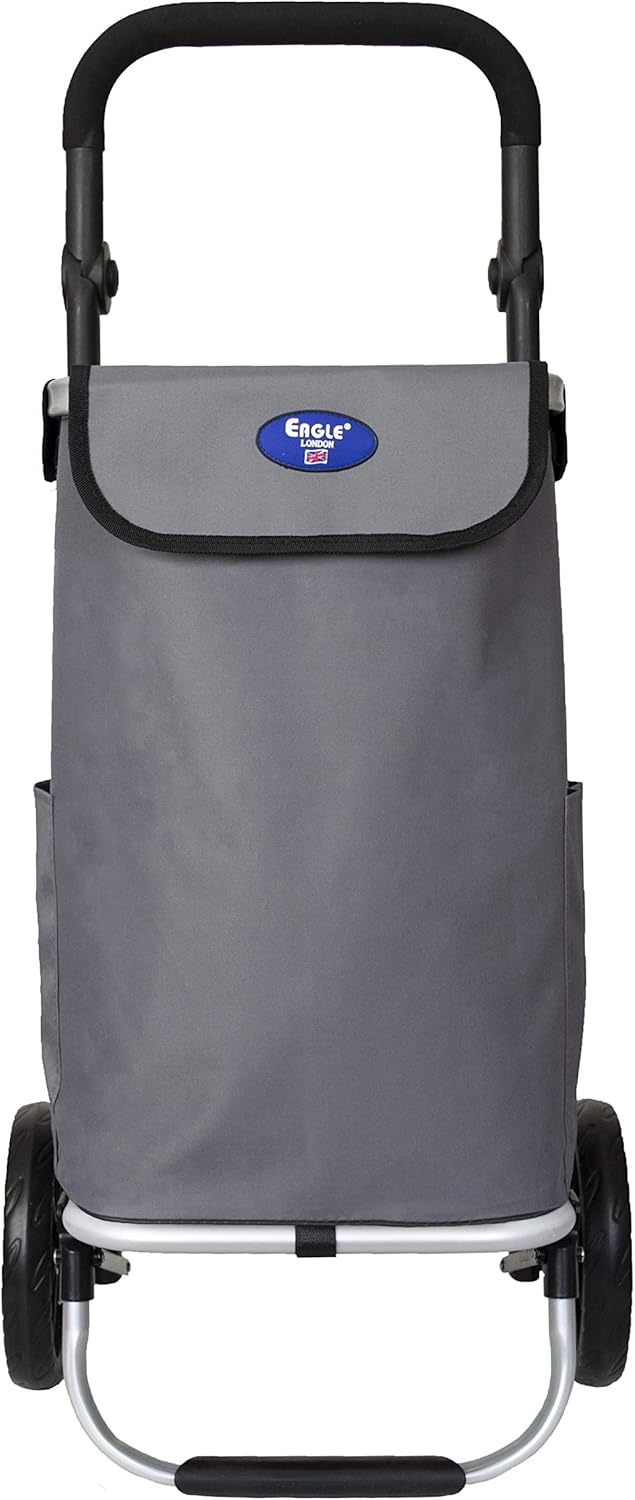 Aluminium Frame Shopping Trolley (Grey with Adjustable Handle) BigaMart