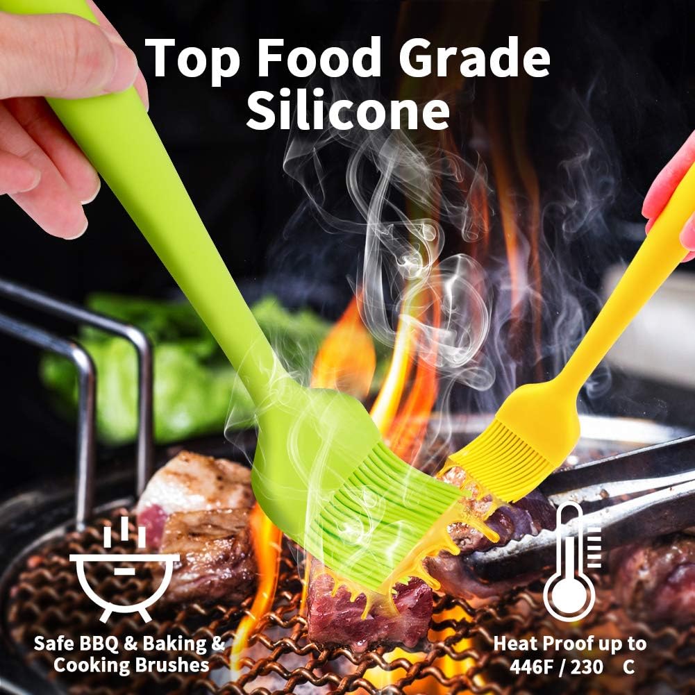 Topsome Silicone Basting Brush, Pastry Brush Heat Resistant BPA Free, BBQ Grill Barbeque & Kitchen Baking Set Oil Brushes for Cooking Soft Bristles Long Handle with Spatula (5 Pack) : Garden & Outdoor