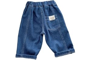 Toddler Boys Baggy Jeans Patchwork Cute Bear Pocket Baby Elastic High Waist Denim Pants Aesthetic Trousers