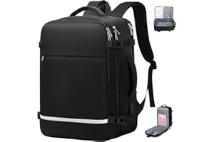XJ-HOME Travel Backpack, Flight Approved Carry On Backpack, Person Item Suitcase Backpack, 17.3" Laptop Backpack with USB Charging Port, Weekender College Daypack for Business Hiking, Black