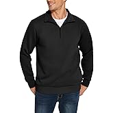 PINSPARK Men's Quarter Zip Pullover Sweatshirts Mock Neck Casual Long Sleeve Fall Winter Warm Fleece Cotton Sweatshirt