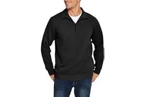 PINSPARK Men's Quarter Zip Pullover Sweatshirts Mock Neck Casual Long Sleeve Fall Winter Warm Fleece Cotton Sweatshirt