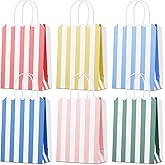 Confettiville Small Gift Bags with Handles, 12-Pack Paper Party Favor Goodie Bags, 5.82 x 3.15 x 8.18 Inches, 6 Designs in Retro Riviera, Ideal for Birthdays, Baby Showers, and Christmas Parties