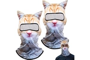 Funny Ski Mask 2PCS Cute Full Face Cat Ski Mask Breathable Animal Hood with Ears for Hiking Riding Skiing Sports Outdoor