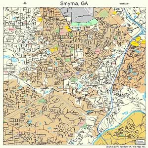 Amazon.com: Large Street &amp; Road Map of Smyrna, Georgia GA - Printed ...